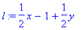 l := 1/2*x-1+1/2*y